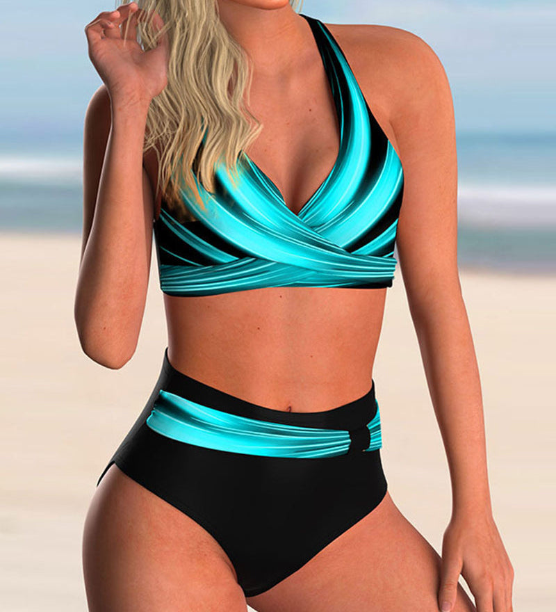 Lívia - Cross-Neck Printed Bikini Set