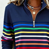 Tereza – Barevný svetr s elegantním polo-zipem pro každodenní styl
