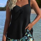 Laluna® | Pruhovaný tankini s dvoudílnými plavkami