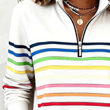 Tereza – Barevný svetr s elegantním polo-zipem pro každodenní styl