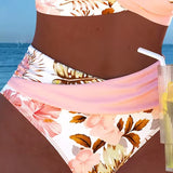 Bikini s kontrastním květinovým potiskem a rozparkem Aneta