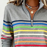 Tereza – Barevný svetr s elegantním polo-zipem pro každodenní styl