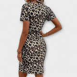 Květa - Bodycon midi dress with a leopard print