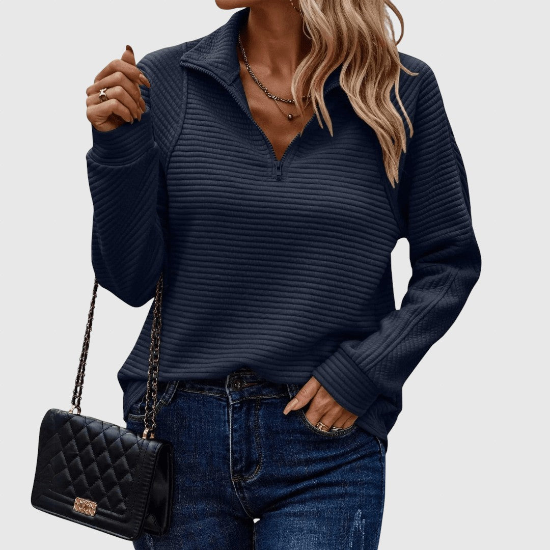Lenka | Elegantní svetr s polovičním zipem