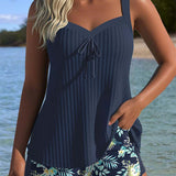 Laluna® | Pruhovaný tankini s dvoudílnými plavkami